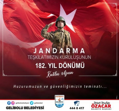 Başkan Özacar’ın Jandarma Teşkilatının 182. Yıldönümü Mesajı