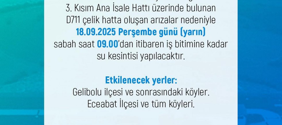 Su Kesintisi Yaşanacak