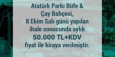 26 Kasım Parkı Çay Bahçesi İhaleyle Kiraya Verildi