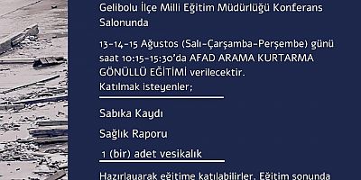 AFAD Arama Kurtarma Gönüllü Eğitimi Verilecek