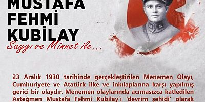 Başkan Özacar’dan Şehit Kubilay’ı Anma Mesajı