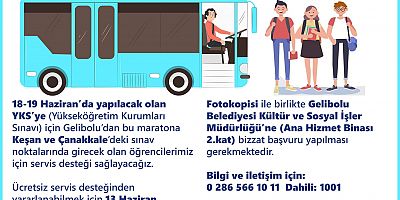 Belediyeden YKS Sınavında Öğrencilere Ulaşım Desteği