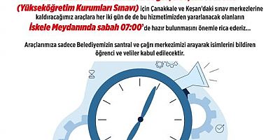 Belediyeden YKS’ye Girecek Öğrencilere Duyuru