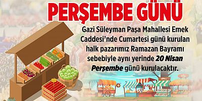 Halk Pazarı Perşembe Günü Kurulacak