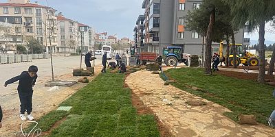 İlçe Genelinde Çim Serimi ve Bahar Hazırlıkları Yapılıyor