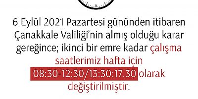 İlçemizde Mesai Saatleri Değişti