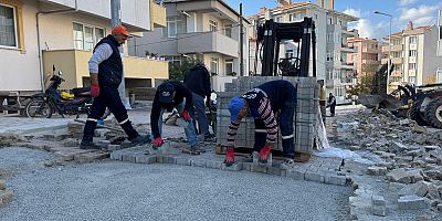 Parke Taş Bakım ve Onarım Çalışmaları Sürüyor