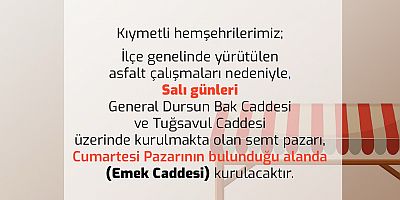 Salı Pazarı Emek Caddesi’nde Kurulacak