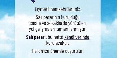 Salı Pazarı Kendi Yerinde Kurulacak