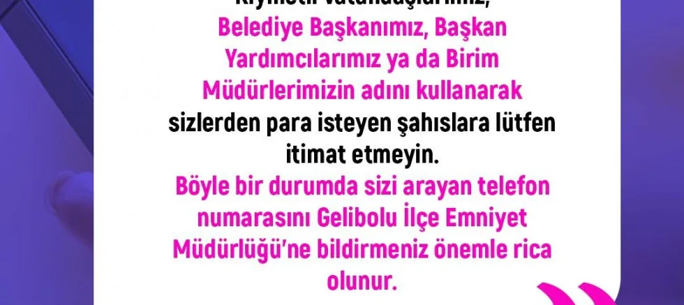 Belediyeden Dolandırıcılık Uyarısı!