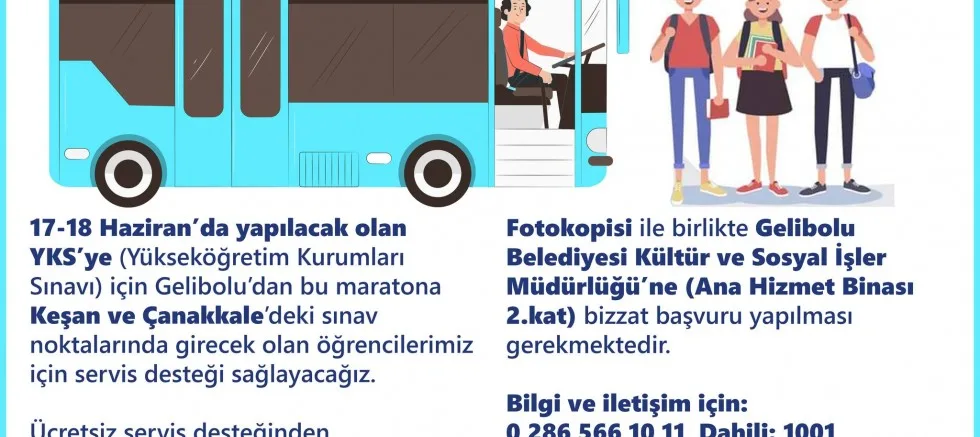Belediyeden Sınava Girecek Öğrencilere Ulaşım Desteği