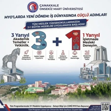ÇOMÜ Meslek Yüksekokullarında 3+1 Eğitim Modeli Başlıyor