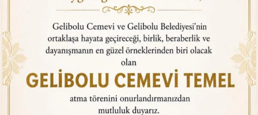 Gelibolu Cemevi’nin Temel Atma Töreni Yapılacak