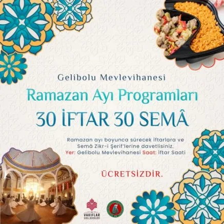 Gelibolu Mevlevihanesi’nde Ücretsiz 30 İftar, 30 Semâ