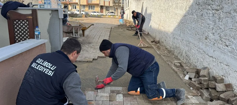 Parke Taş Onarımları Devam Ediyor