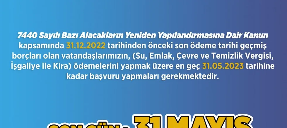 Yapılandırma İçin Son Tarih 31 Mayıs